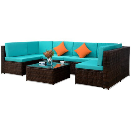 Furniture Sofa 7PCS-Blue cushion