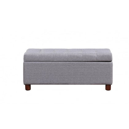 39'' Storage Bench Tufted Linen Fabric Ottoman Storage Bench