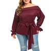 Plus Size Off The Shoulder Self Tie Blouse