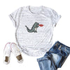 Dinosaur Flame Print Short Sleeve T-shirt for Women