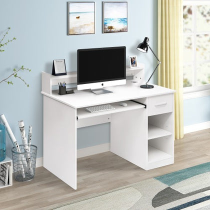 Computer Desk Office Home Furniture Writing Desk with Hutch and Keyboard Tray