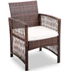 4 PC Hollow Stripe Rattan Patio Furniture Set with Tempered Glass Table Top