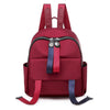 Women Backpack Color Contrast Strap Zipper Student Bag