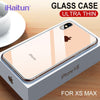 Ihaitun Luxury Glass Case For Iphone Xs Max Xr Cases Ultra Thin Transparent Glass Cover For Iphone X 10 7 8 Plus Slim Soft Edge