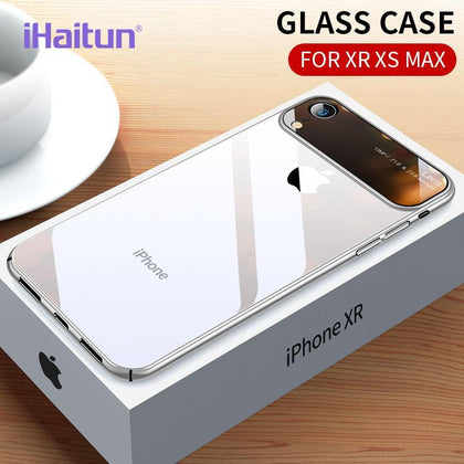 iHaitun Luxury Lens Glass Case For iPhone XS MAX XR X Cases Ultra Thin PC Transparent Back Cover For iPhone X 10 7 8 Plus + Hard