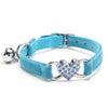 Heart Charm And Bell Pet Collar Safety Elastic Adjustable With Soft Velvet Material Collar