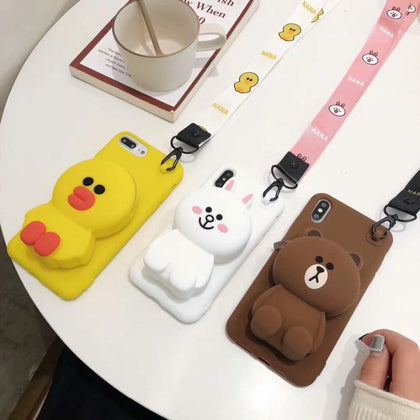 ORYKSZ Cute Cartoon Bear Hand With Case For iPhone X XR XS Max 7 8 Plus Soft Silicone Cover For iPhone 8 7 6 6S Plus Back Capa