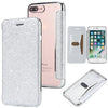 Glitter Powder Electroplate Wallet Case For Iphone Xs Max 6 6S 8 7 Plus Soft Tpu + Pu Flip Leather Cover With Stand Gold Case