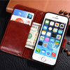 Nfh For Iphone 4 4S 5C 5S Luxury Leather Case For Iphone Se 5Se Flip Wallet Card Stand Housing On 5S 4.0" 4S 3.5" Silicone Cover