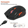 Rechargeable Wireless Mouse 2.4G 2400 Dpi Silent Button Gaming Mouse Built In Battery With Charging Cable For Pc Laptop Computer (Black)