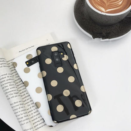 DCHZIUAN Fashion Gold Polka Dots Phone Case For Samsung Galaxy S8 S9 Plus Note 8 9 Case Soft Silicone Black White Cover Fundas 