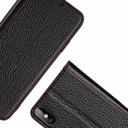 CKHB Luxury Lichee Pattern Genuine Leather Case for iPhone 6 6s Plus 7 8 Plus Folio Flip Case Cover Card Holder Smart Cover Case