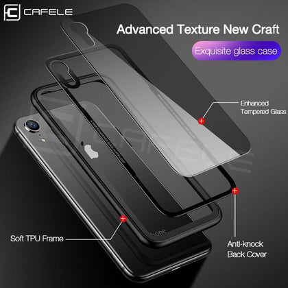 CAFELE Tempered Glass Case For iPhone X XR XS MAX Case Soft TPU Edge + Transparent Glass Back Cover For Apple iPhone X 10 XSMAX