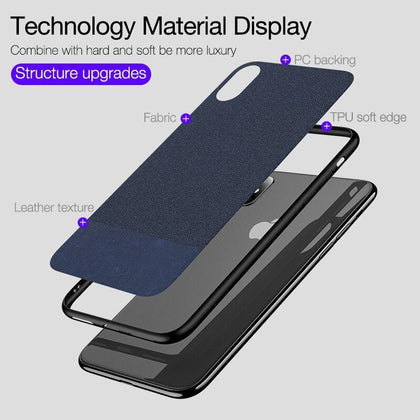 CAFELE Cloth Case For iPhone X Xr Xs Max Case Ultra Thin Soft TPU Edge shockproof business Style Phone Cover For iPhone X Shell