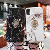 Luxury Marble Magnetic Ring Holder Case Coque For Iphonexs Max 8 7 6Splus Silicone Cover Finger Ring Stand Adsorption Car Holder