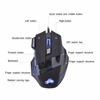  USB Gaming Mouse Gamer Wired Computer Mause Mice 5500 DPI Optical LED Game Mouse for PC Desktop Drop Shipping