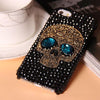 Diamond Bling Rhinestone Skull With Blue Eye Cover Fashion Phone Cases For Iphone 5 5S 6 6S 7 8 Plus Samsung S8 S7 S6 Edge Case