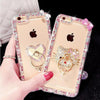 Zuczug Bling Diamond Ring Transparent Soft Tpu Case Cover For Iphone 8 7 6S Plus 5 5S Se 3D Cat Heart Luxury Phone Coque Shell