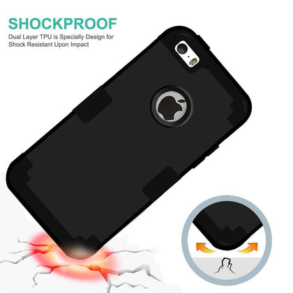 Case Covers on For iPhone 5S Shockproof Protect Case Hybrid Hard Rubber Impact Skin Armor Phone Cases For iPhone SEw/Screen Film