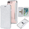 Glitter Powder Electroplate Wallet Case For Iphone Xs Max 6 6S 8 7 Plus Soft Tpu + Pu Flip Leather Cover With Stand Gold Case