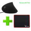 Chyi Wired Left Hand Vertical Mouse Ergonomic Led Backlit 1600Dpi Adjustable Usb Power Wrist Protect Mice With Mousepad Kit Pc