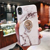 Luxury Marble Magnetic Ring Holder Case Coque For Iphonexs Max 8 7 6Splus Silicone Cover Finger Ring Stand Adsorption Car Holder