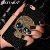 Diamond Bling Rhinestone Skull With Blue Eye Cover Fashion Phone Cases For Iphone 5 5S 6 6S 7 8 Plus Samsung S8 S7 S6 Edge Case