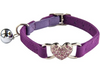 Heart Charm And Bell Pet Collar Safety Elastic Adjustable With Soft Velvet Material Collar